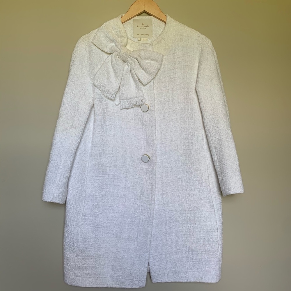 Kate Spade white tweed Dorothy Coat sz 4
